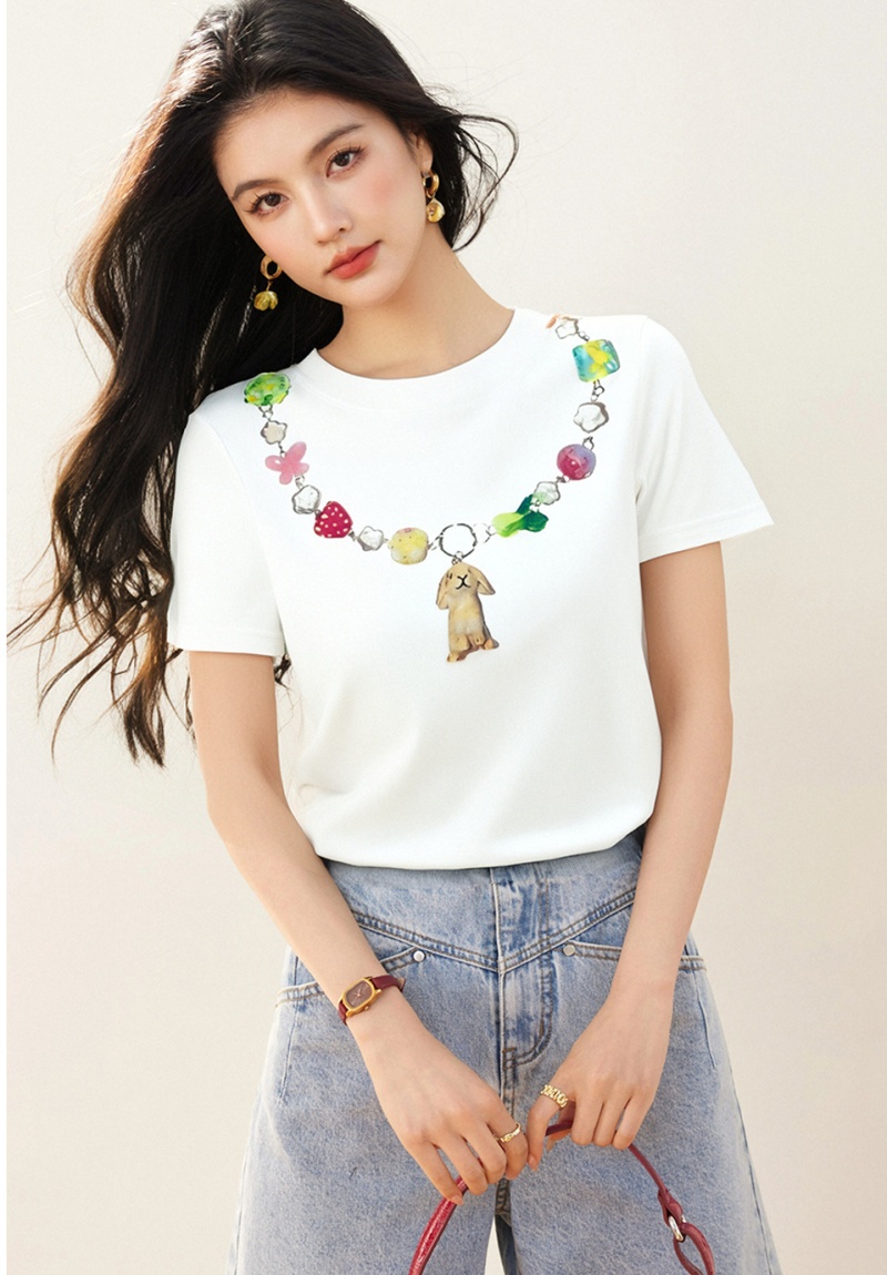 Thin round neck necklace slim short bottoming shirt