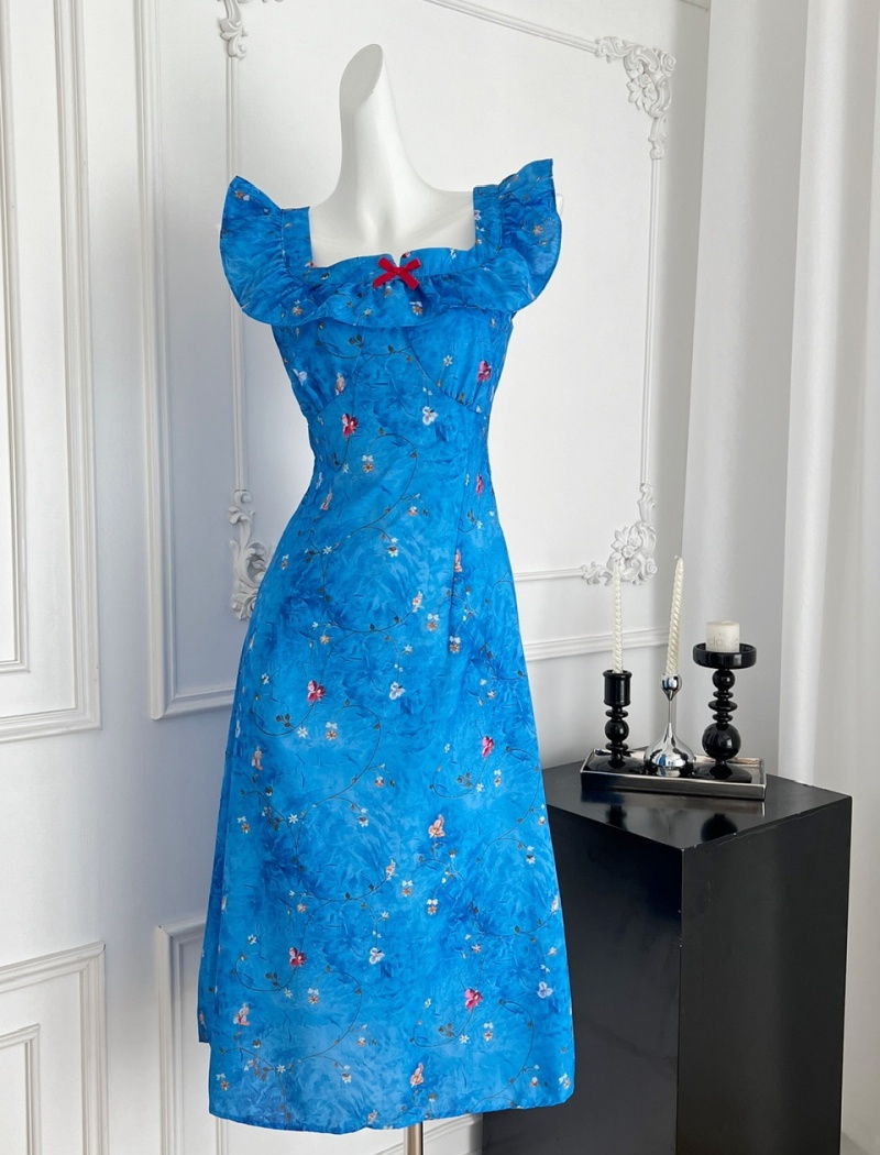 Pinched waist splice floral Casual dress for women