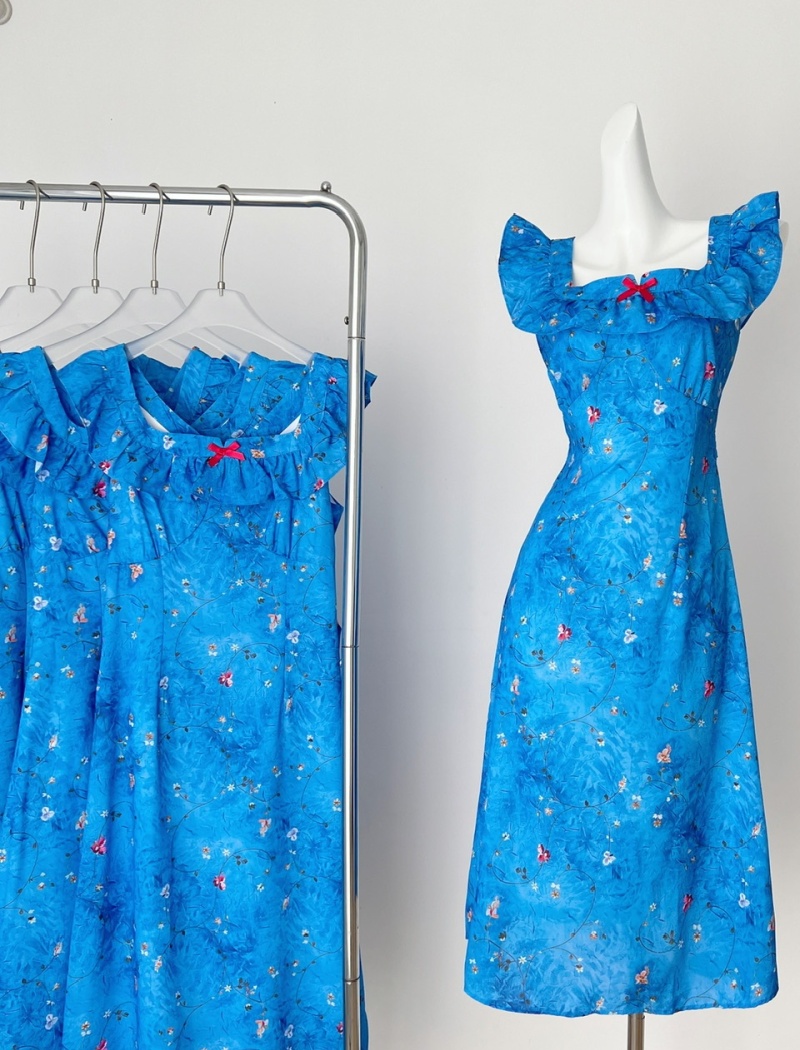 Pinched waist splice floral Casual dress for women