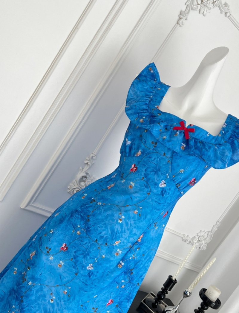 Pinched waist splice floral Casual dress for women