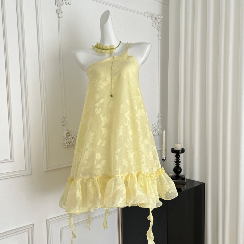 Summer sling T-back sloping shoulder vacation dress for women
