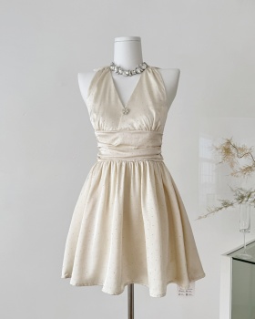 Back bow France style sleeveless dress for women