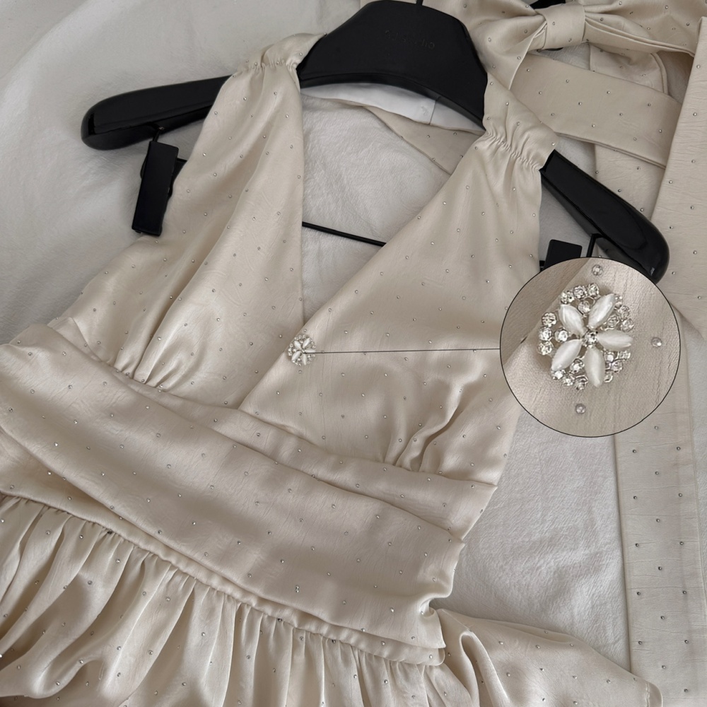 Back bow France style sleeveless dress for women