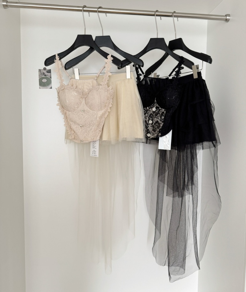 Sling splice enticement vest lace high waist tops for women