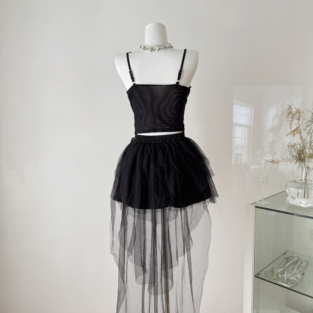 Sling splice enticement vest lace high waist tops for women