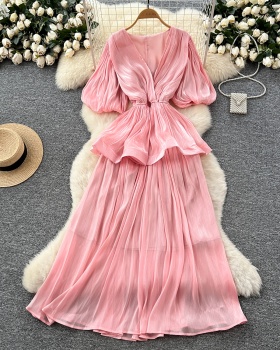 Pinched waist long dress dress for women
