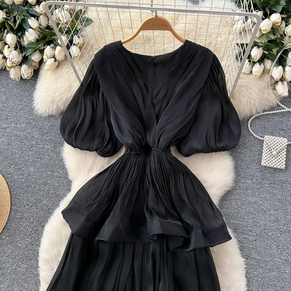 Pinched waist long dress dress for women