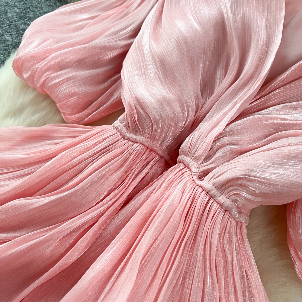 Pinched waist long dress dress for women