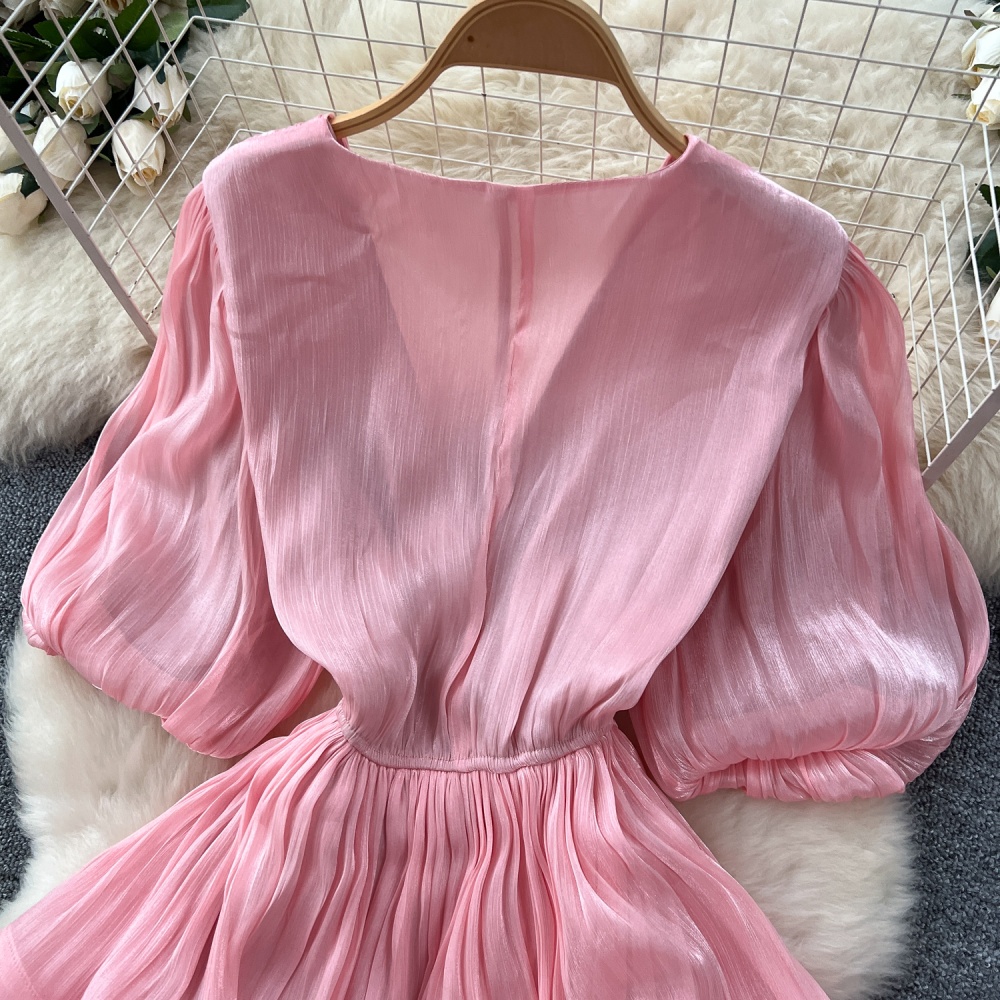 Pinched waist long dress dress for women
