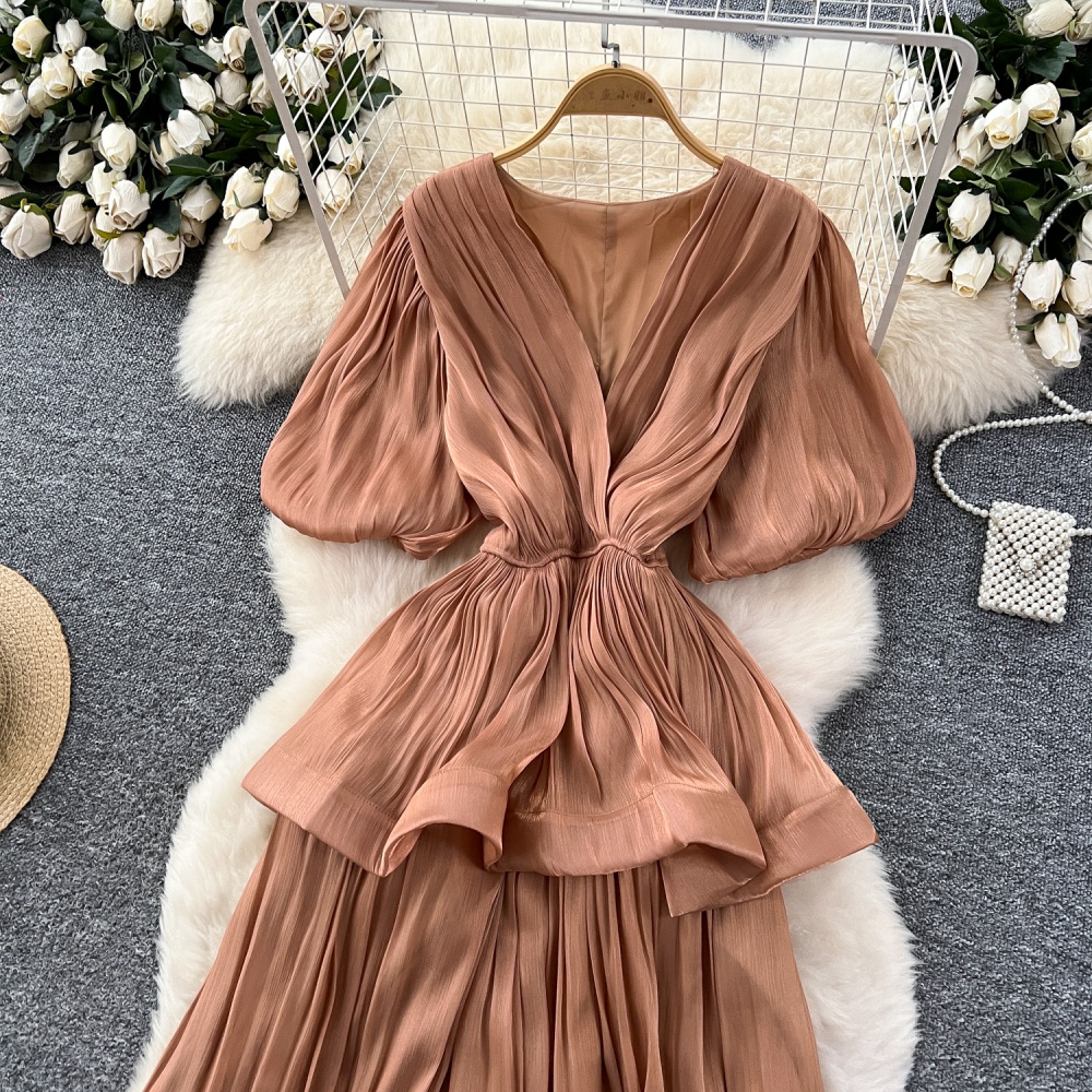 Pinched waist long dress dress for women