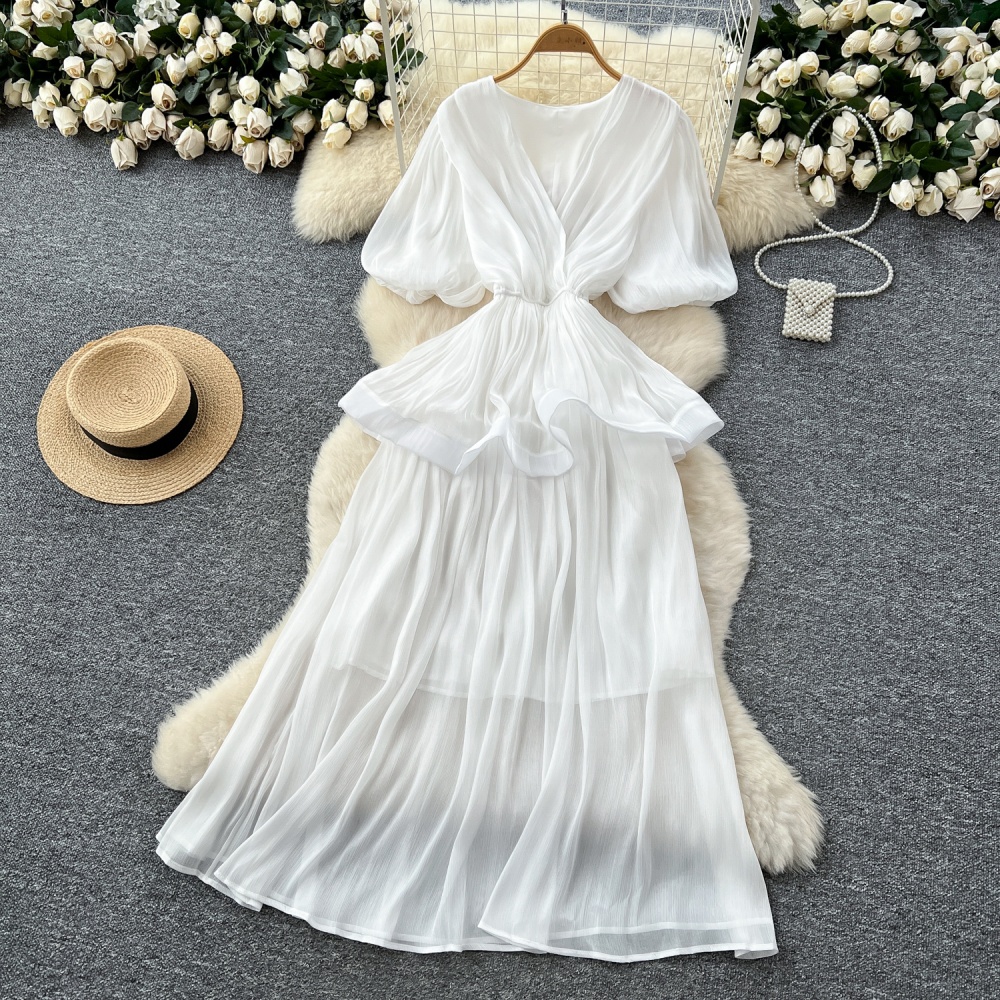 Pinched waist long dress dress for women