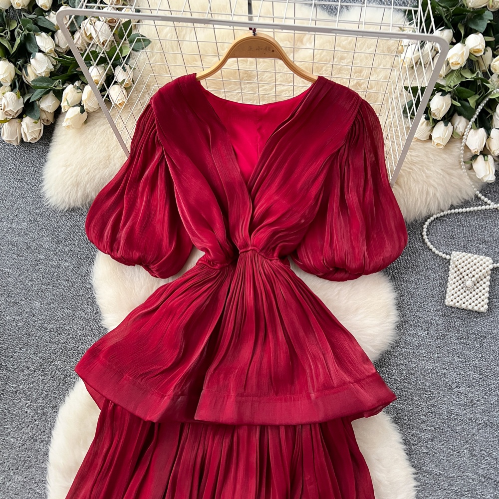 Pinched waist long dress dress for women