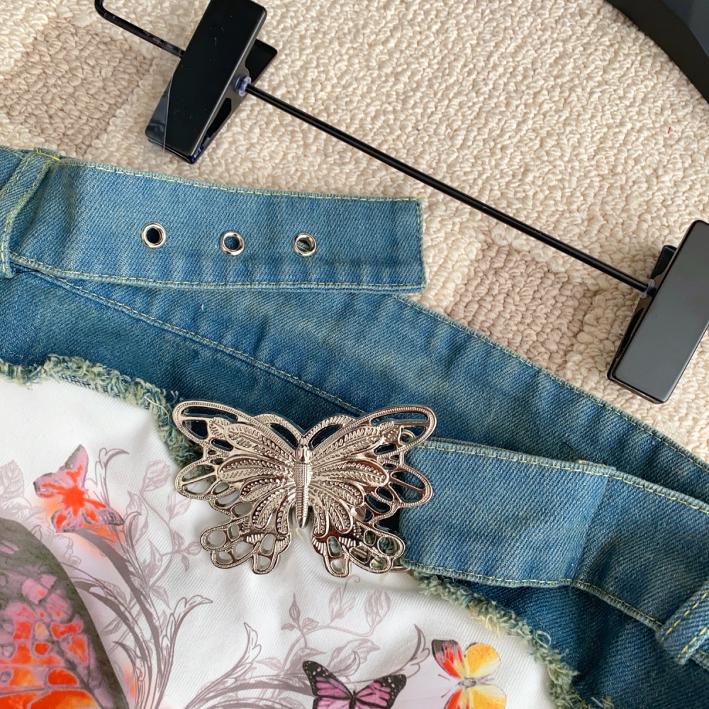 Denim spicegirl butterfly splice all-match vest for women