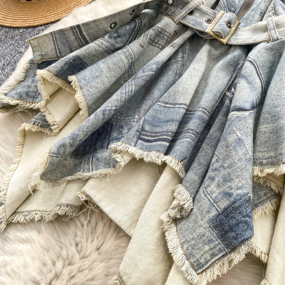Burr halter spicegirl T-back summer denim retro dress