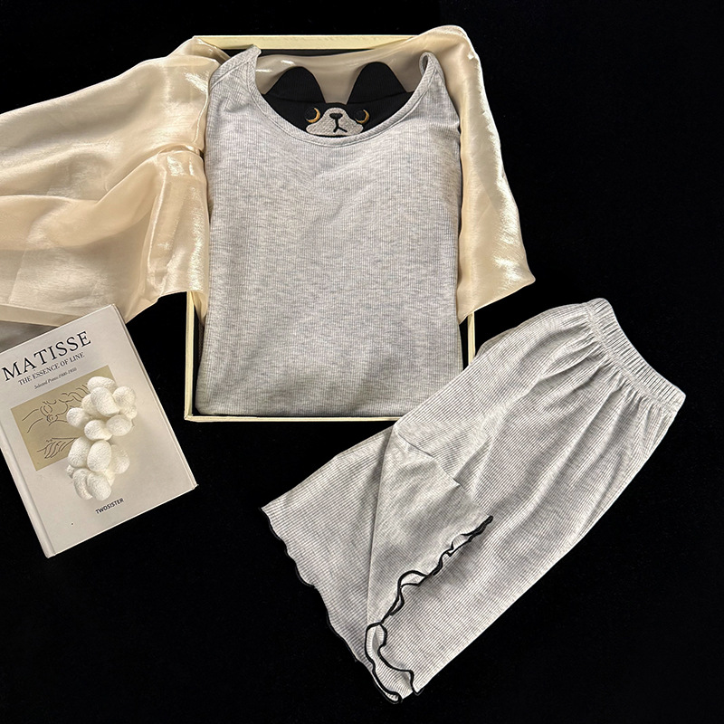 Student summer shorts cotton lovely pajamas a set