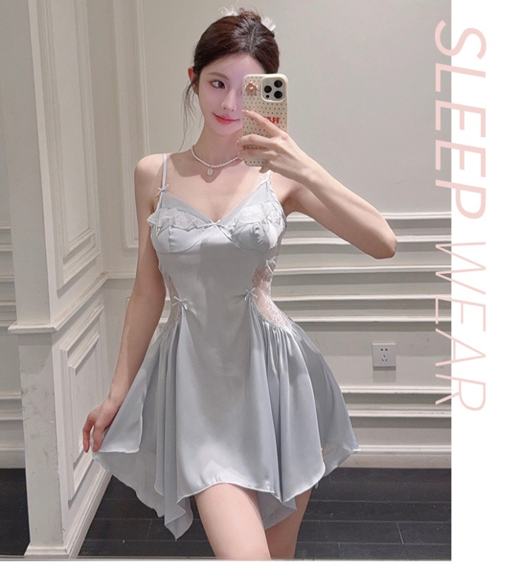 Ice silk silk pajamas enticement night dress for women