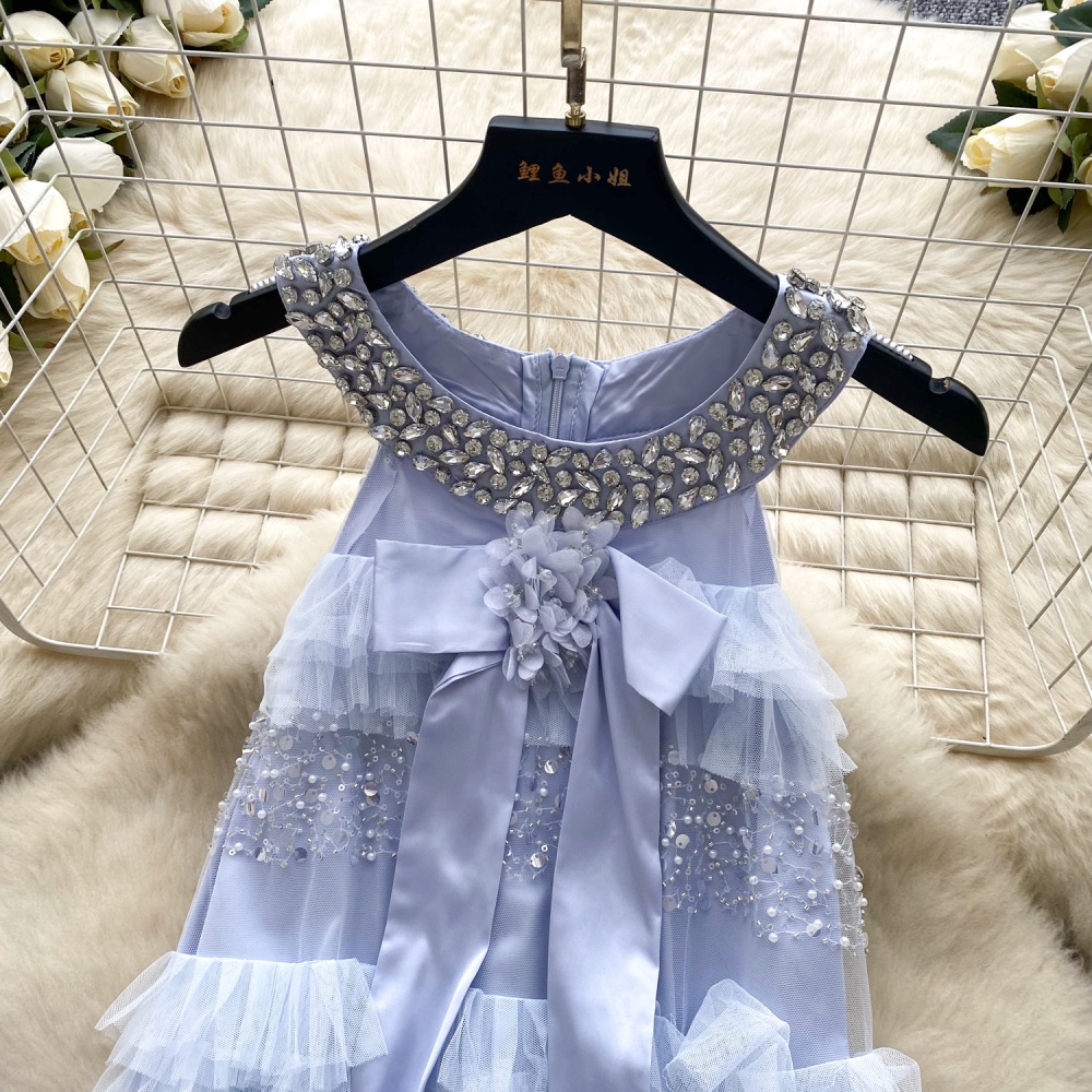 Halter splice summer sequins cake bow dress for women