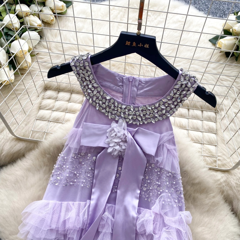 Halter splice summer sequins cake bow dress for women