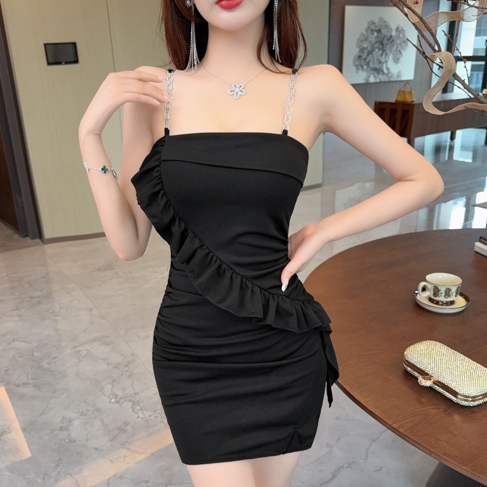 Tight package hip sexy sling splice tassels dress