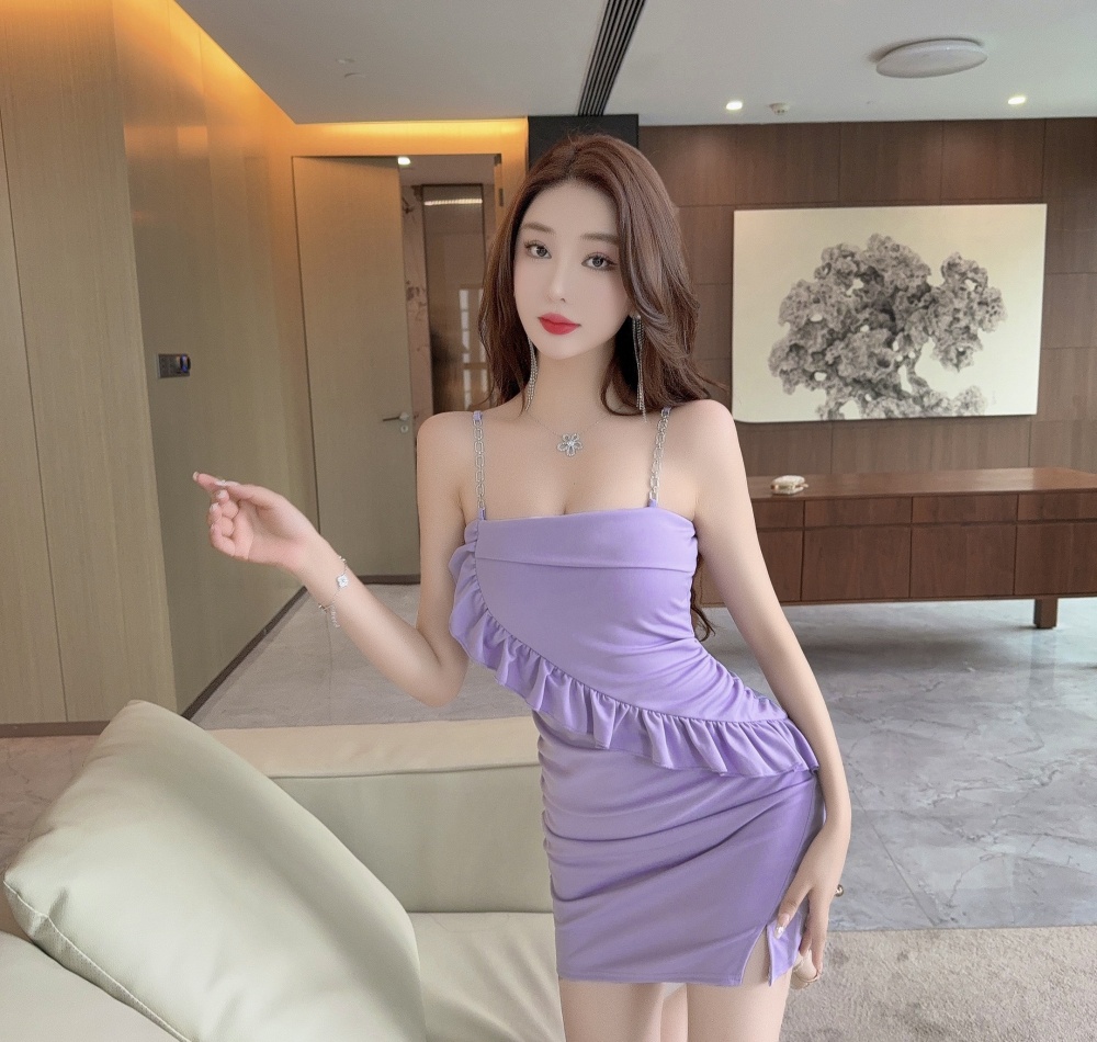Tight package hip sexy sling splice tassels dress