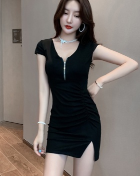 Slim Western style Woolen dress nightclub dress