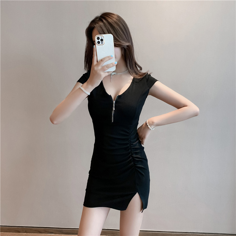 Slim Western style Woolen dress nightclub dress