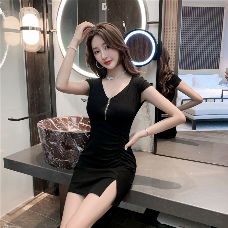 Slim Western style Woolen dress nightclub dress