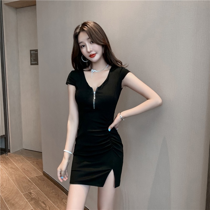 Slim Western style Woolen dress nightclub dress