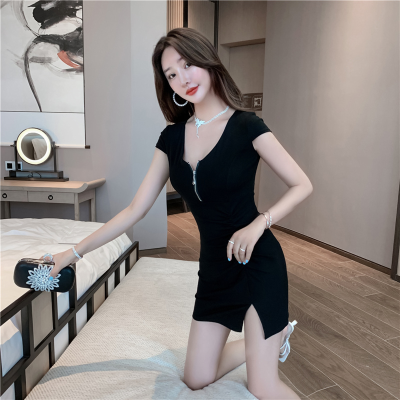 Slim Western style Woolen dress nightclub dress