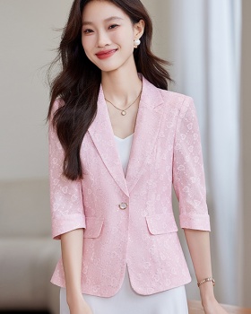 Fashion spring business suit jacquard satin coat