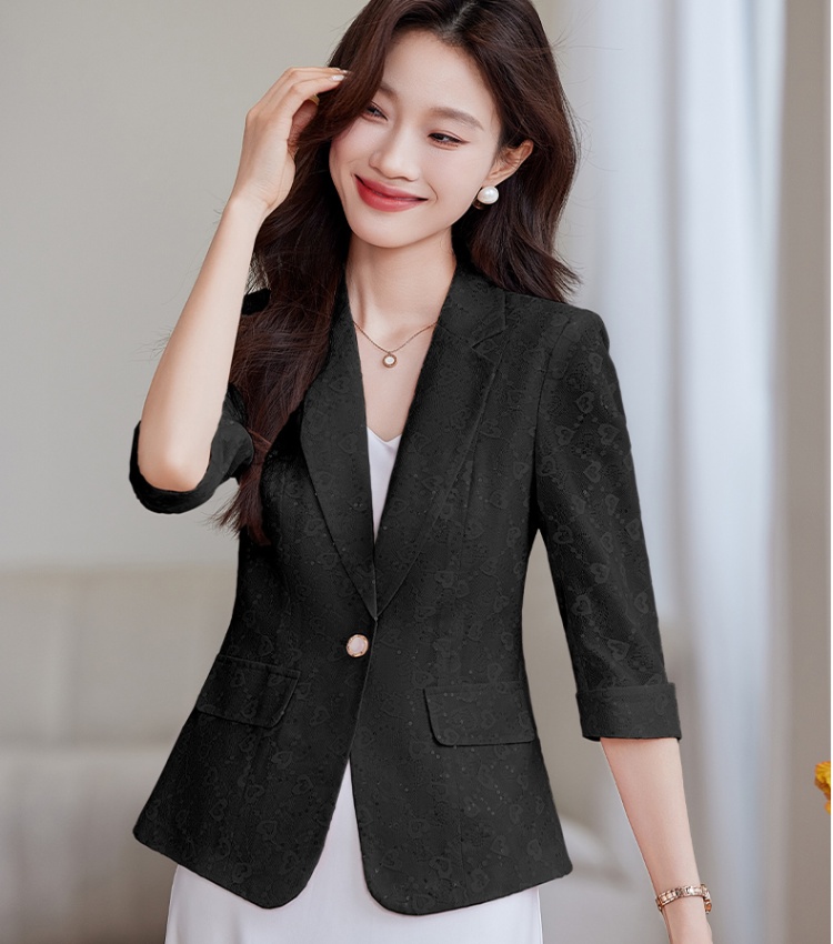 Fashion spring business suit jacquard satin coat