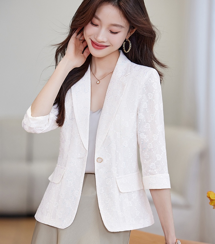 Fashion spring business suit jacquard satin coat