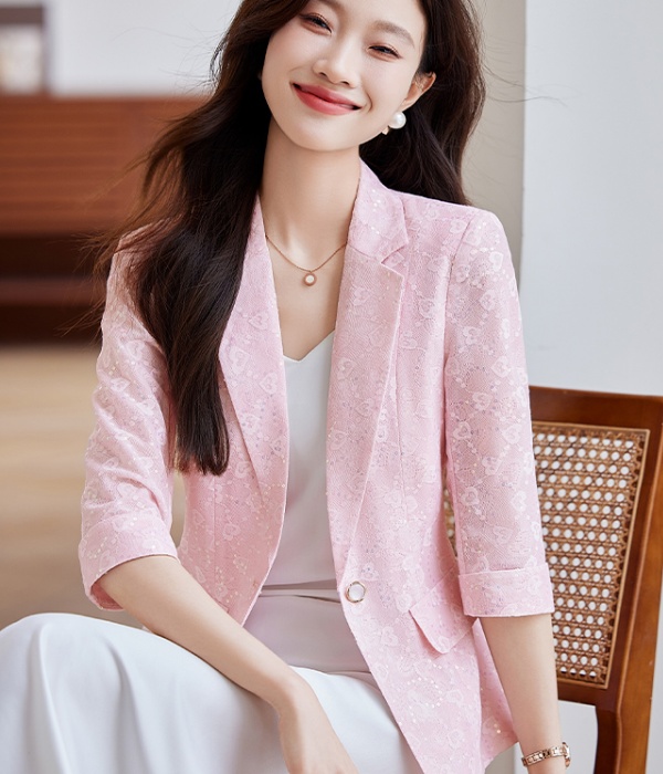 Fashion spring business suit jacquard satin coat