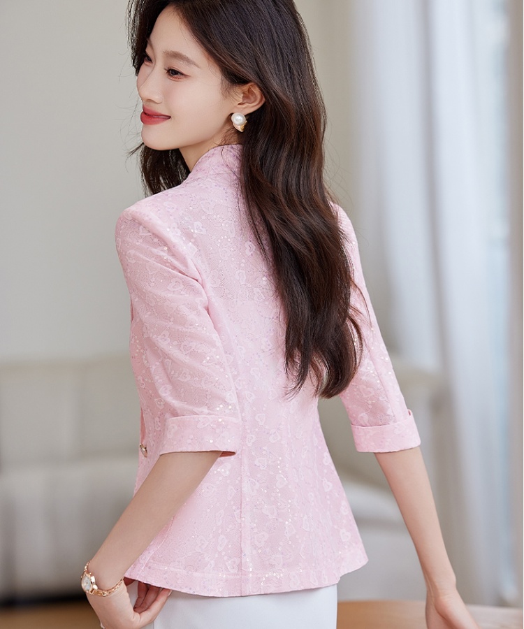 Fashion spring business suit jacquard satin coat
