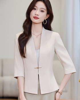 Satin short business suit summer thin coat for women