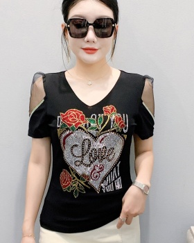 Flowers short sleeve large yard T-shirt unique gauze tops