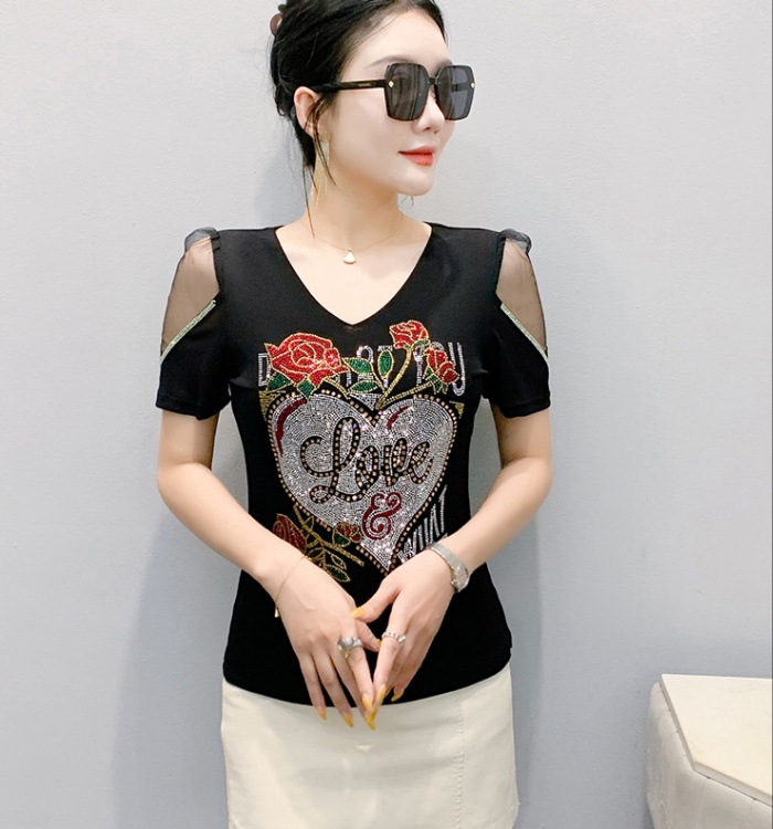 Flowers short sleeve large yard T-shirt unique gauze tops