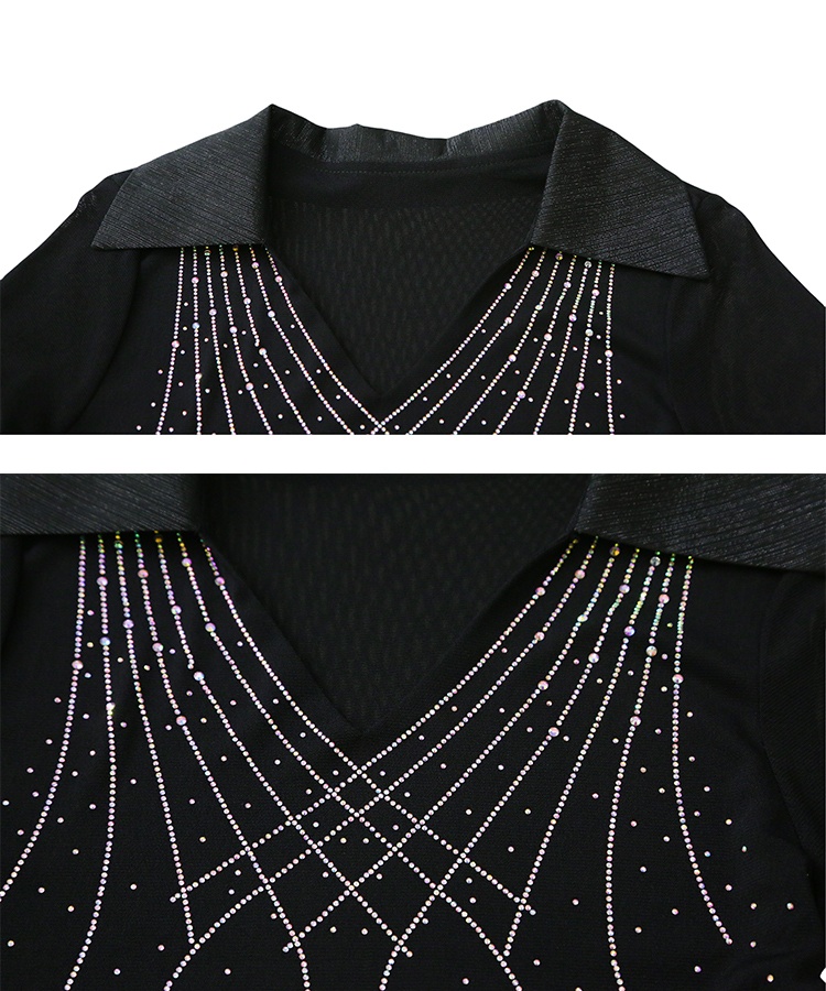 Short sleeve gauze shirt collar slim T-shirt for women