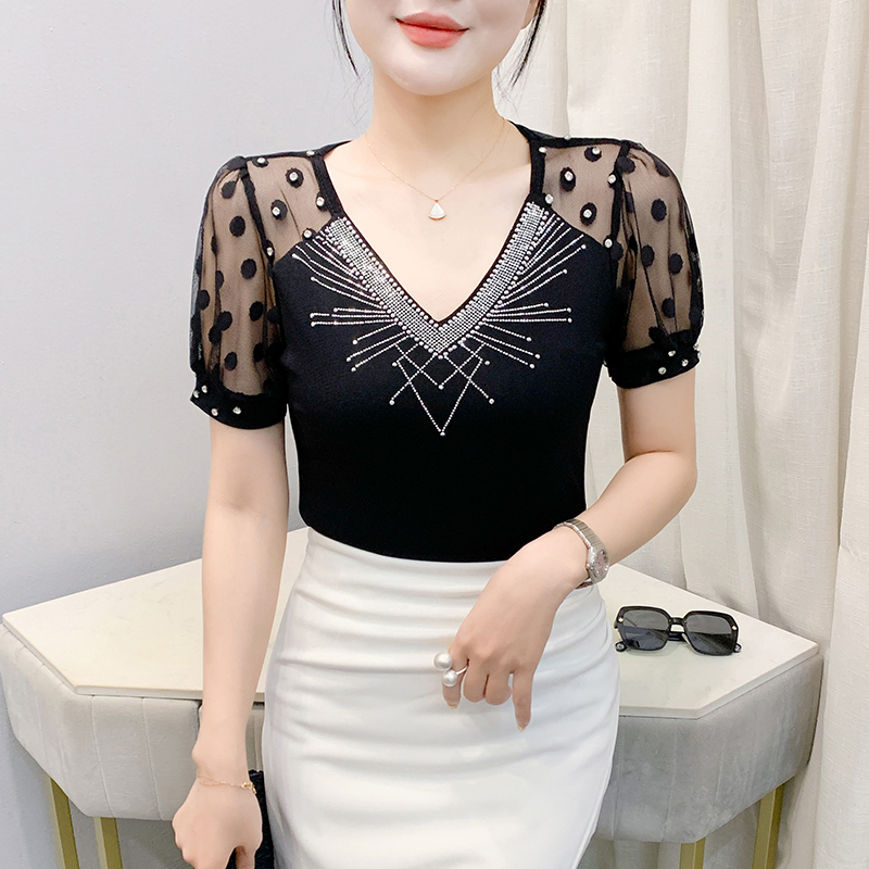 Large yard unique rhinestone fashion T-shirt for women