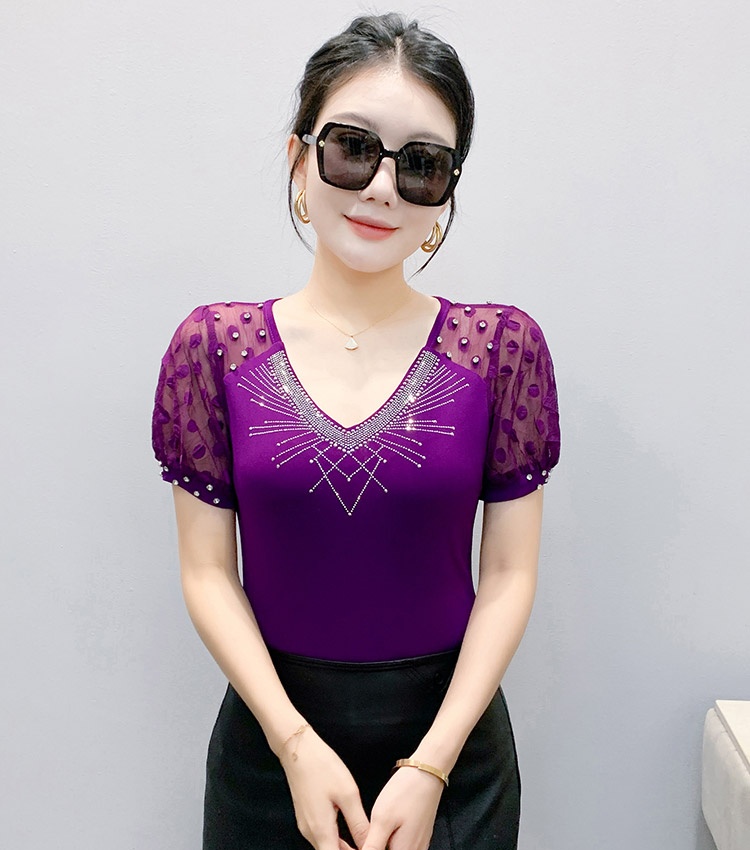 Large yard unique rhinestone fashion T-shirt for women