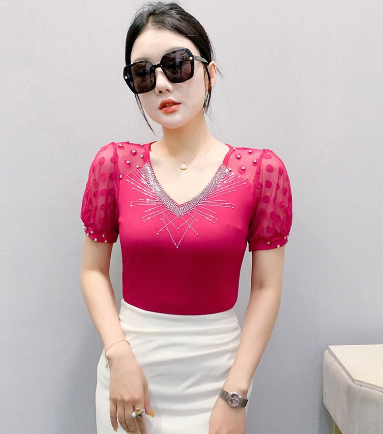 Large yard unique rhinestone fashion T-shirt for women