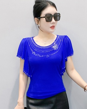 Large yard summer gauze round neck boats sleeve T-shirt