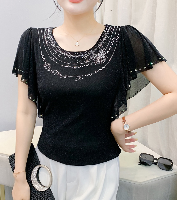 Large yard summer gauze round neck boats sleeve T-shirt