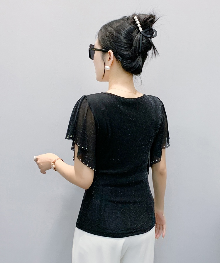 Large yard summer gauze round neck boats sleeve T-shirt
