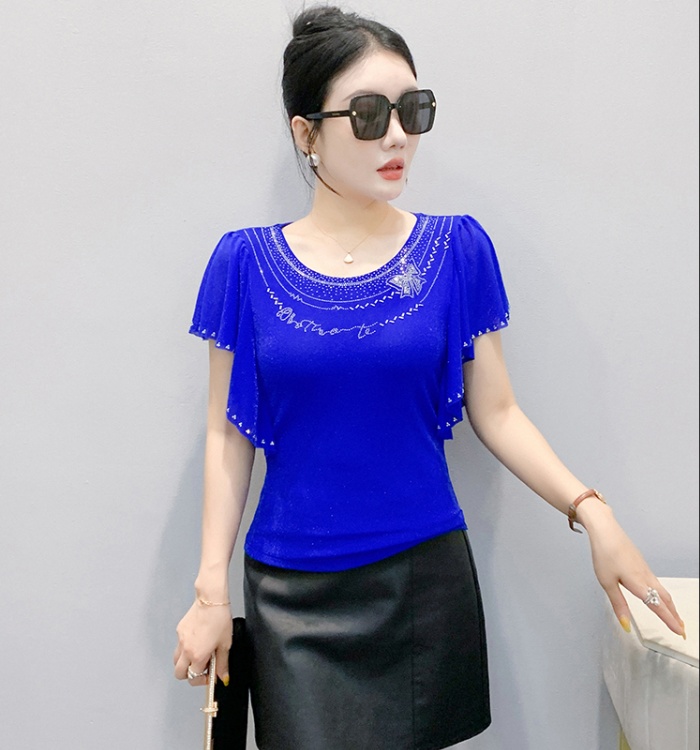 Large yard summer gauze round neck boats sleeve T-shirt