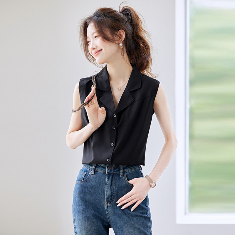 All-match summer chiffon shirt sleeveless shirt for women