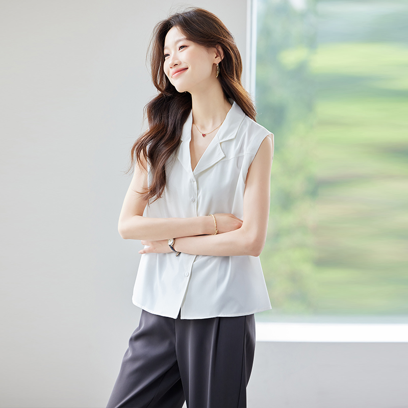 All-match summer chiffon shirt sleeveless shirt for women