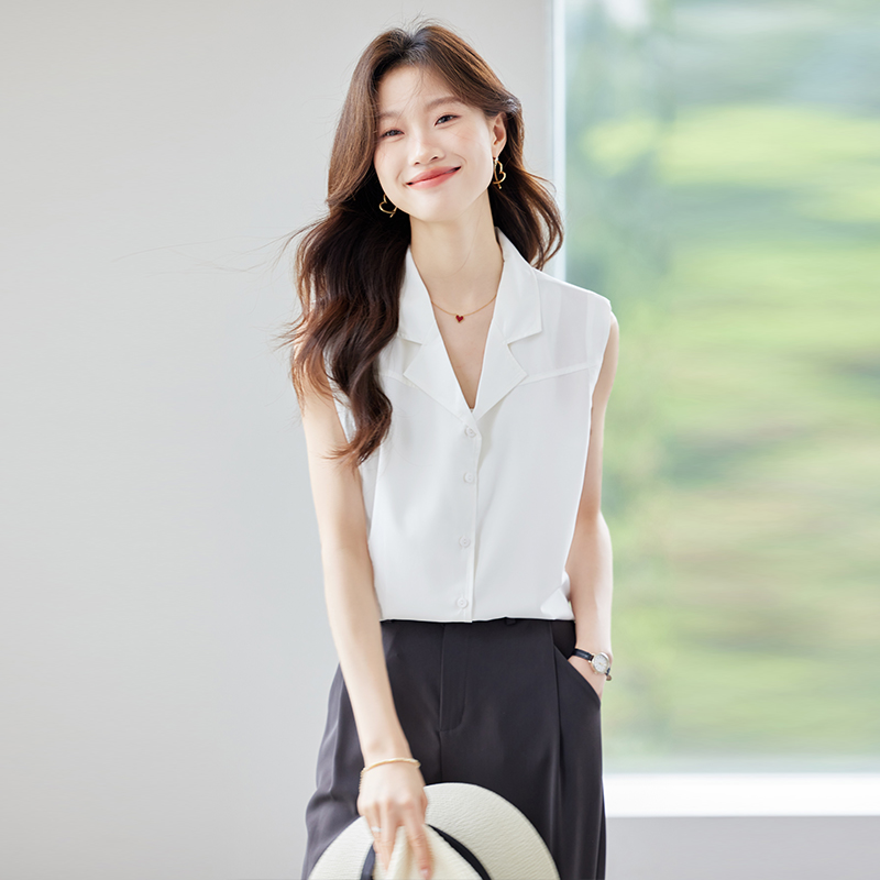 All-match summer chiffon shirt sleeveless shirt for women
