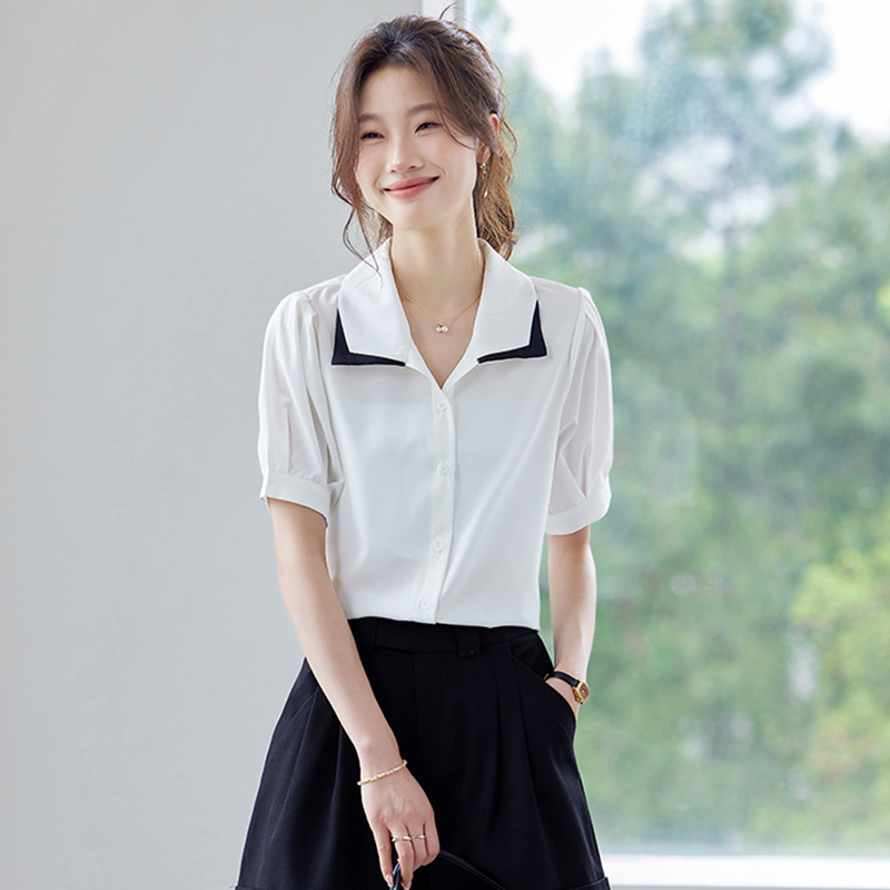 Unique temperament shirt Korean style apricot tops