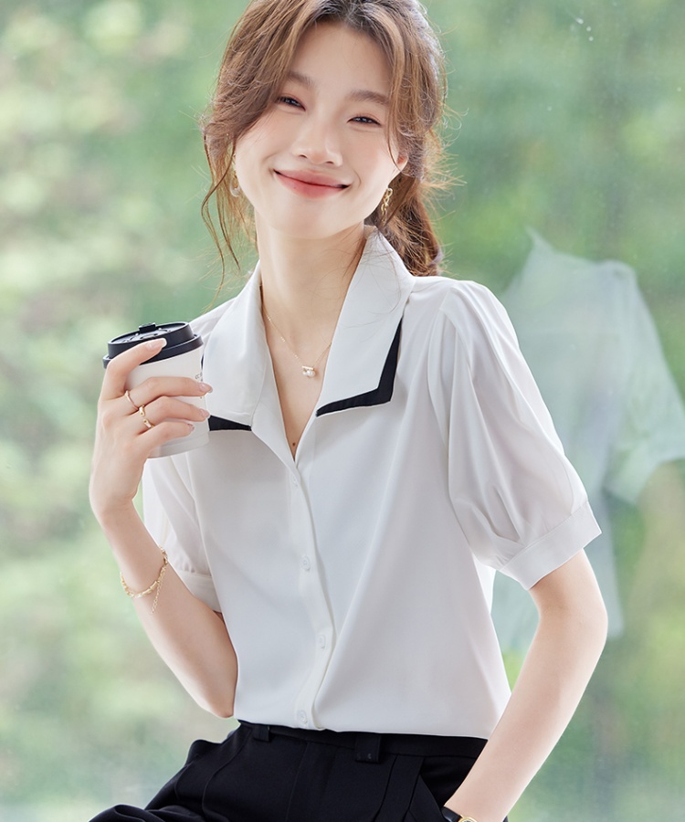 Unique temperament shirt Korean style apricot tops